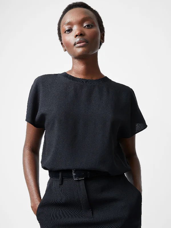 Caprina Recycled Crepe Crew Neck Top Casual Women's Loose - fitting