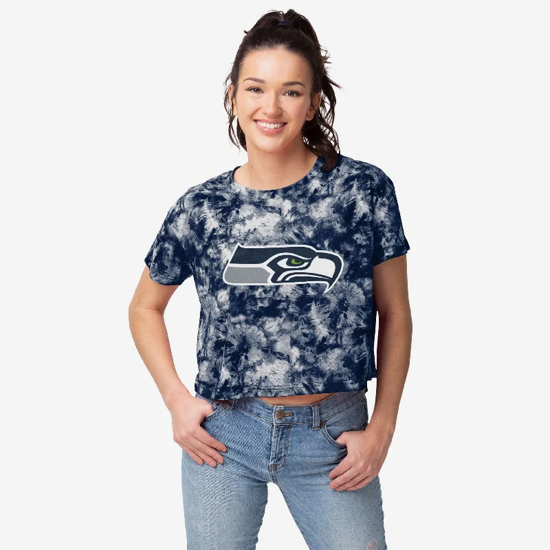 Seattle Seahawks Womens Tie-Dye Big Logo Crop Top Elegant Women's 