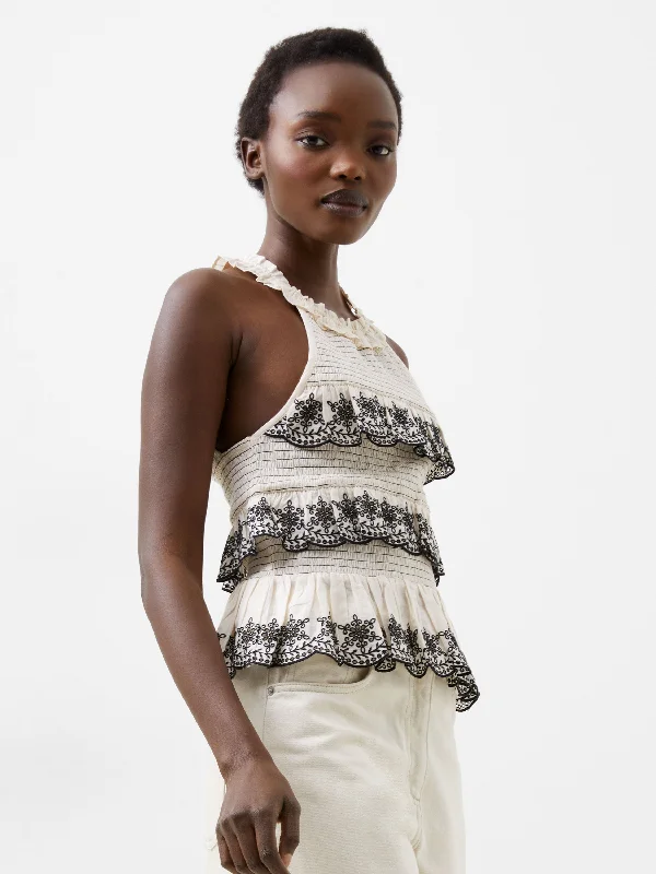 Embroidered Felicity Halterneck Top Feminine Women's Soft 