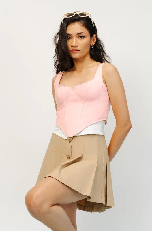 Pink Leather Corset Top Feminine Women's Style 