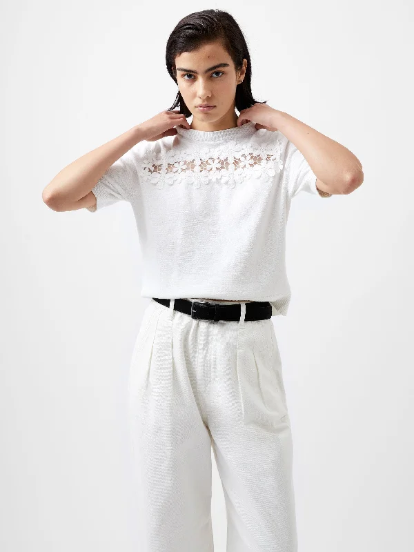 Jilly Cobalo Lace Short Sleeve Top Streetwear Style for 
