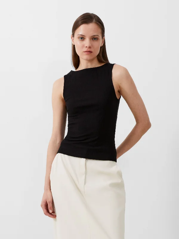 Sasia Rib Tank Top Sleek Women's Metallic