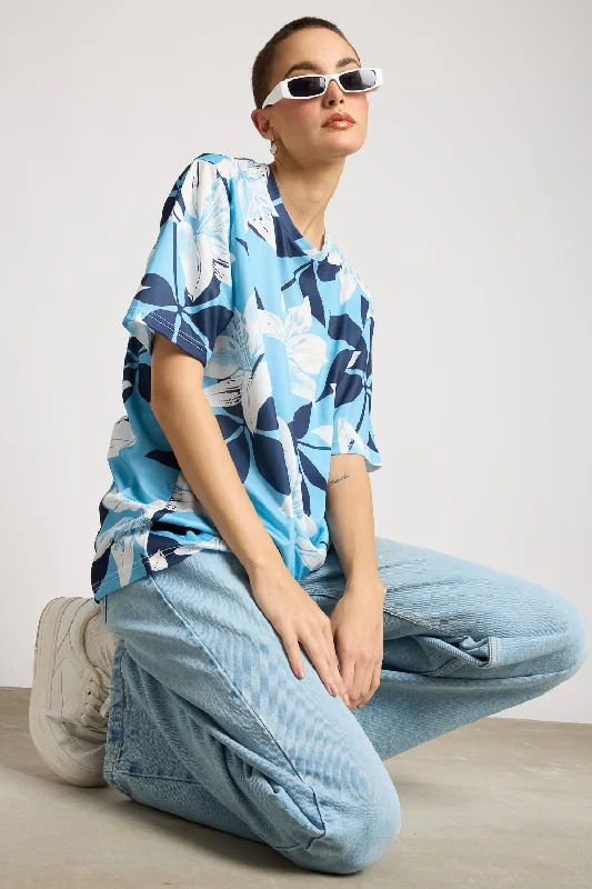 Printed Women's T-Shirt - Blue Flourish garde