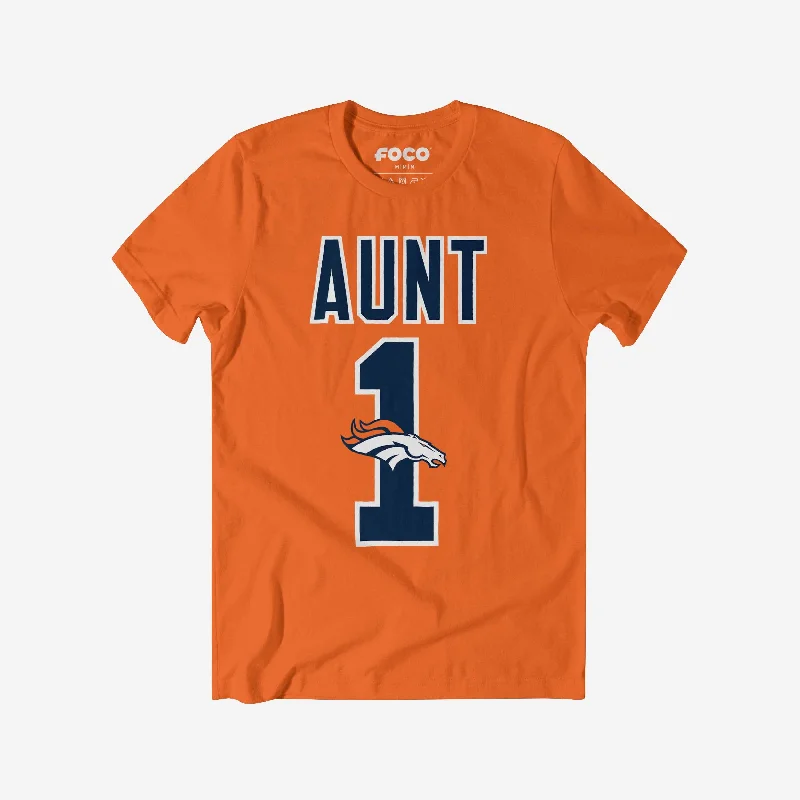 Denver Broncos Number 1 Aunt T-Shirt Classic Women's Pin - striped
