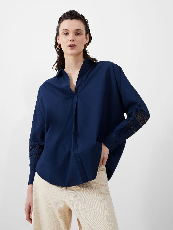 Rhodes Embroidered Long Sleeve Popover Shirt Hip Women's Urban