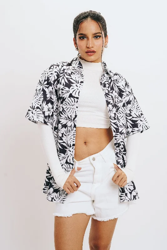 Black Printed Shirt Vintage Women's 1970S 