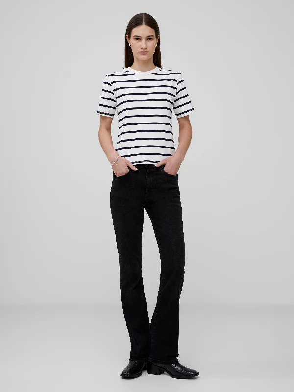 Rallie Cotton Stripe Short Sleeve T-Shirt Youthful Women's Pop
