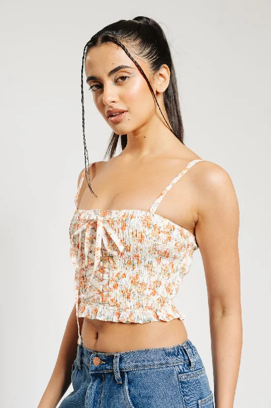 Floral Criss Cross Top Traditional Women's 
