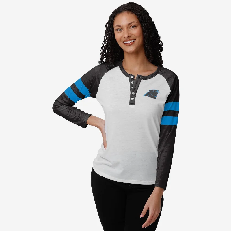 Carolina Panthers Womens Big Logo Long Sleeve Henley Luxurious Women's High -  end