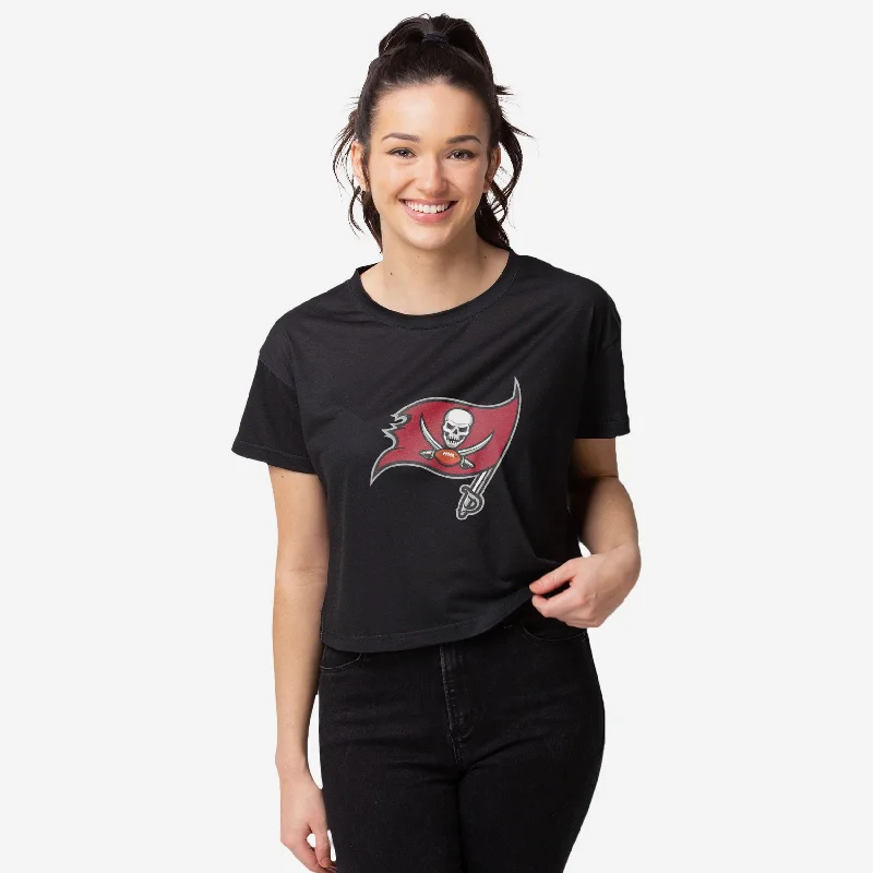Tampa Bay Buccaneers Womens Black Big Logo Crop Top Modern Women's 