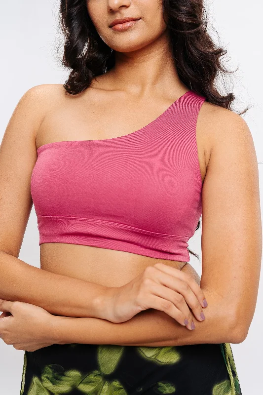 Pink One Shoulder Top Refined Women's Classic 