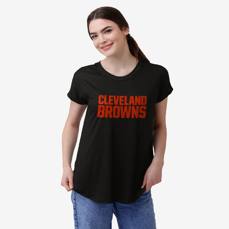Cleveland Browns Womens Wordmark Black Tunic Top Cashmere