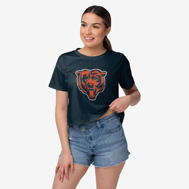 Chicago Bears Womens Solid Big Logo Crop Top Cozy Women's Winter