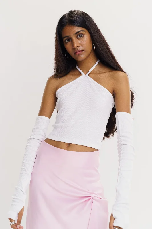 White Mock Sleeves Top Unique Women's Upcycled