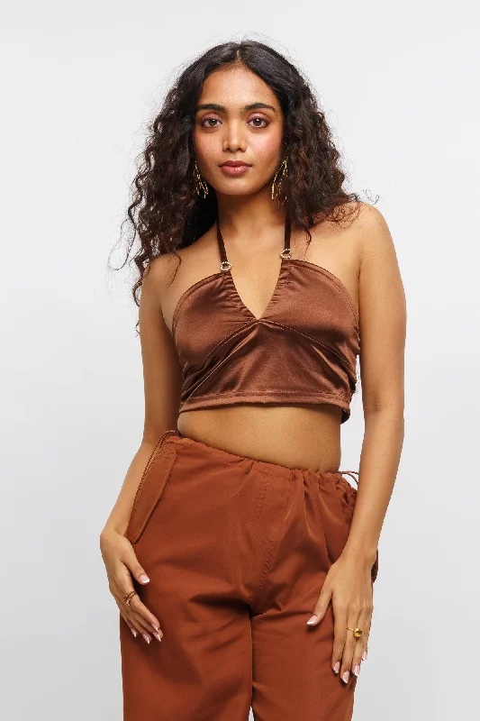 Cross Over Satin Top Laid - back Women's Vibe