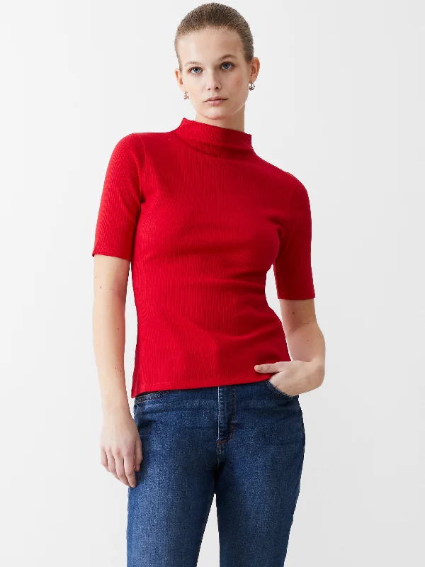 Ribbed Turtle Neck Top Dynamic Women's Moto