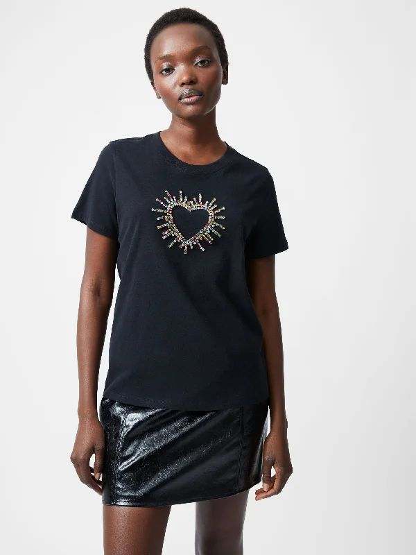 Heart Embellished T-Shirt Sporty Women's Tennis