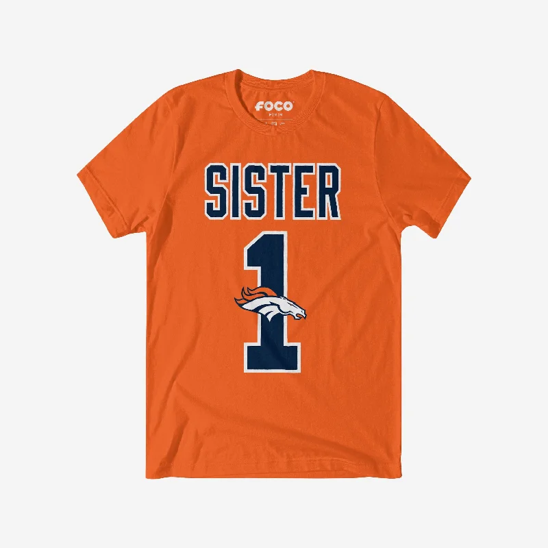 Denver Broncos Number 1 Sister T-Shirt Sleek Women's Metallic