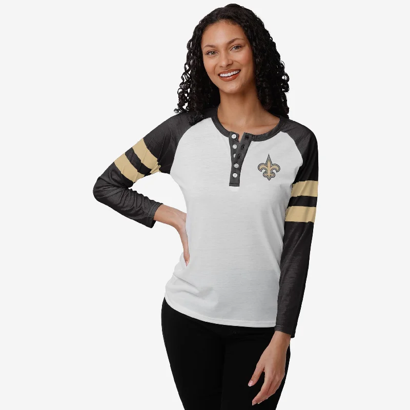 New Orleans Saints Womens Big Logo Long Sleeve Henley garde