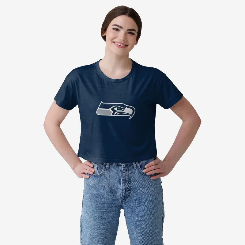 Seattle Seahawks Womens Solid Big Logo Crop Top Modern Women's 
