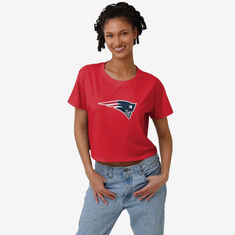 New England Patriots Womens Alternate Team Color Crop Top Elegant Women's Formal 