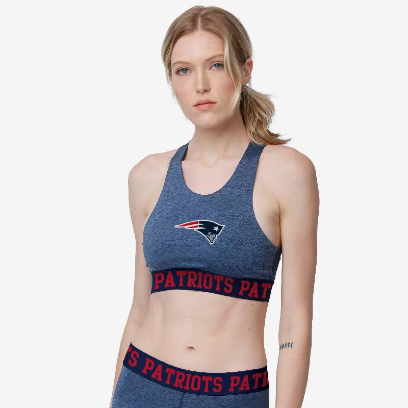 New England Patriots Womens Team Color Static Sports Bra Tough Women's Military - inspired