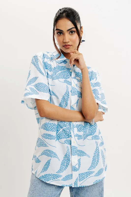 Foliage Print Women's Resort Shirt Casual Women's Loose - fitting