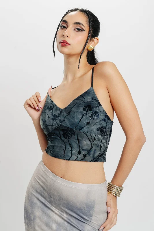 Teal Floral Crop Top Bold Women's Animal Print