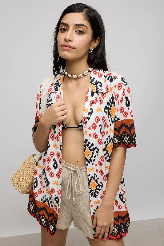 Tribal Print Women's Resort Viscose Shirt Dynamic Women's Moto