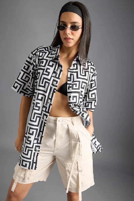 Maze Printed Women's Resort Shirt Modern Women's Tech