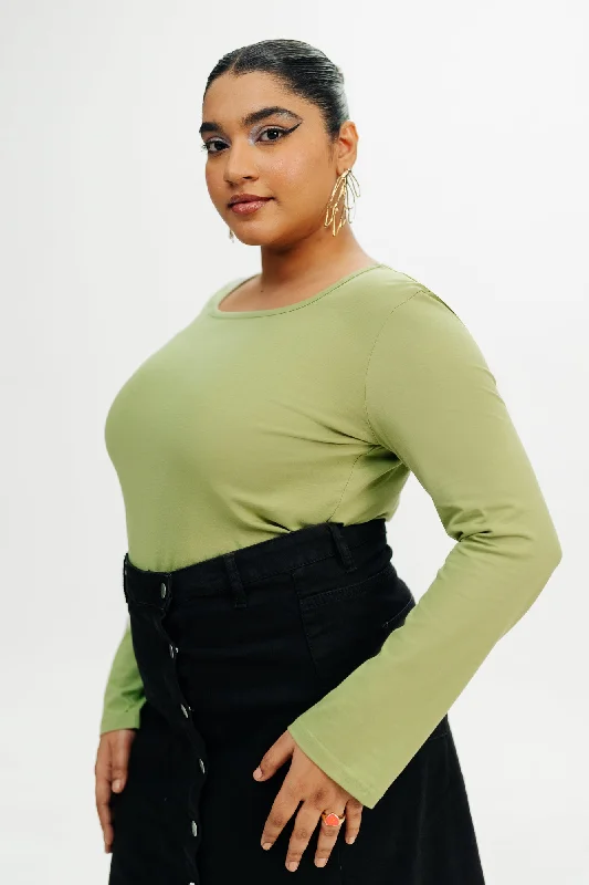 Sage Full Sleeve Top Artistic Women's Hand - painted