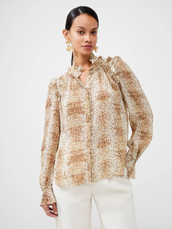 Snake Smooth Georgette Ruffle Shirt Cashmere