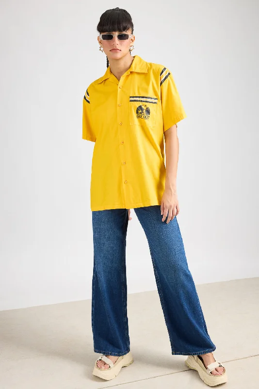 Cotton Poplin Women's Garage Shirt - Yellow Tough Women's Military - inspired