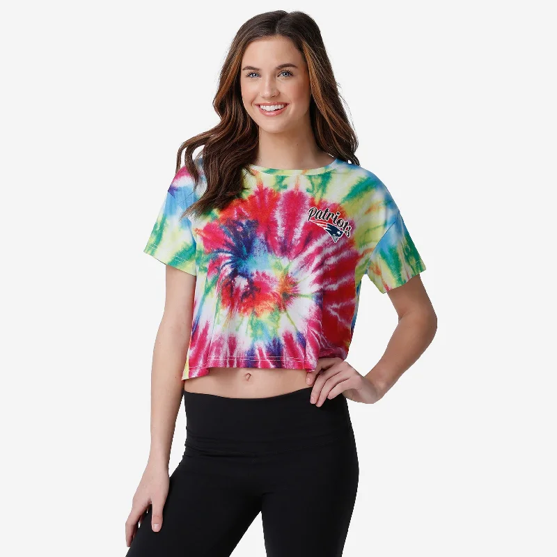 New England Patriots Womens Pastel Tie-Dye Crop Top Cozy Women's Sherpa - lined