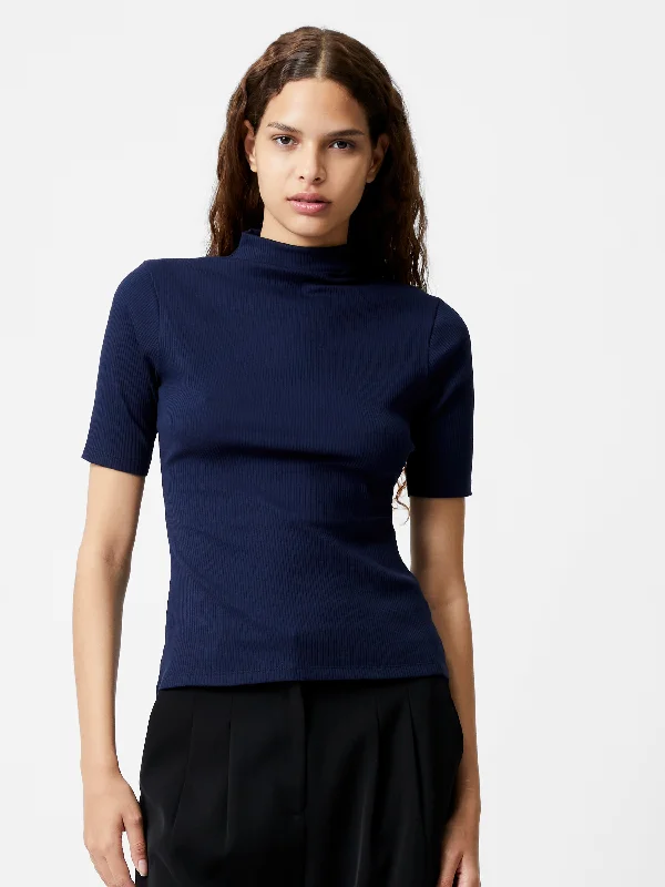 Grown On Turtleneck Ribbed Top Dapper Women's Bow - adorned