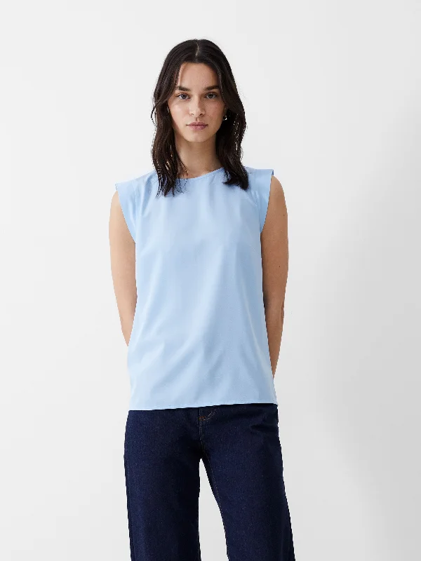 Cap Sleeve Crepe Light Tank Top Relaxed Women's 
