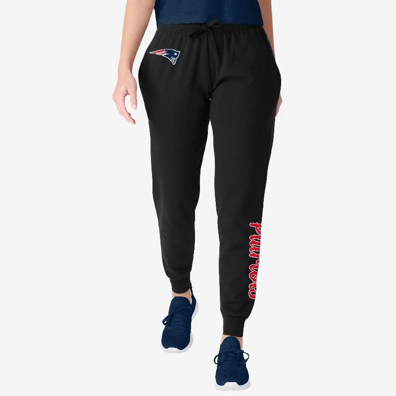 New England Patriots Womens Script Wordmark Black Joggers Earthy Women's 