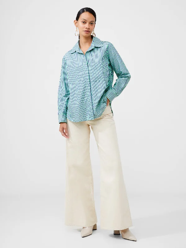Stripe Poplin Boyfriend Shirt Relaxed Women's Beachy