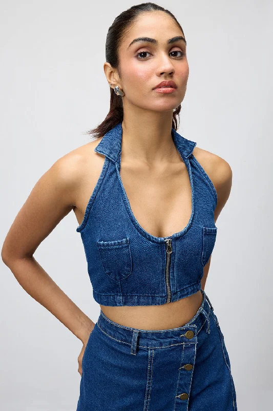 Blue Abyss Denim Cropped Top garde