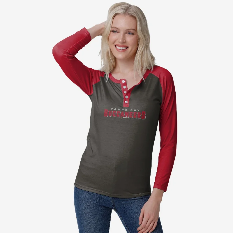 Tampa Bay Buccaneers Womens Big Wordmark Long Sleeve Henley Practical Women's Multi - 