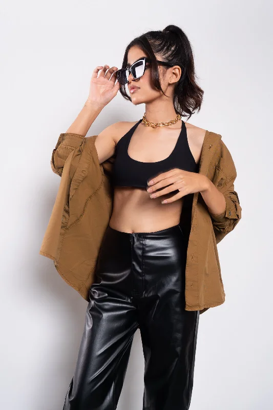 Brown Dad Shirt Luxurious Women's High -  end