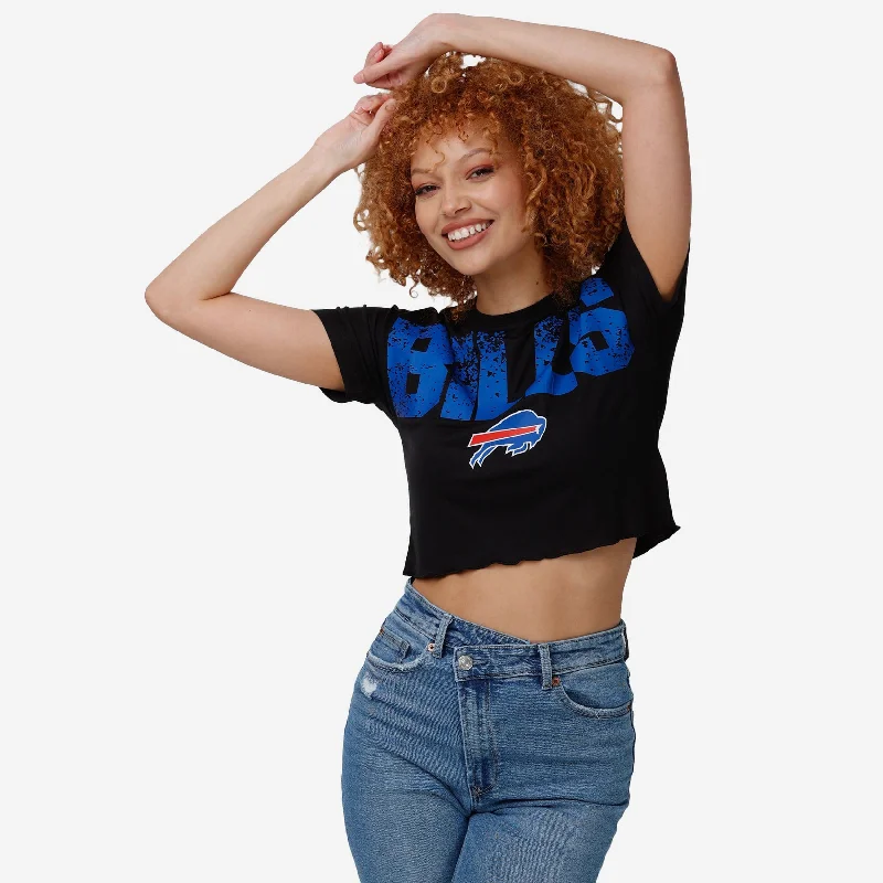 Buffalo Bills Womens Distressed Wordmark Crop Top Earthy Women's Hemp - based