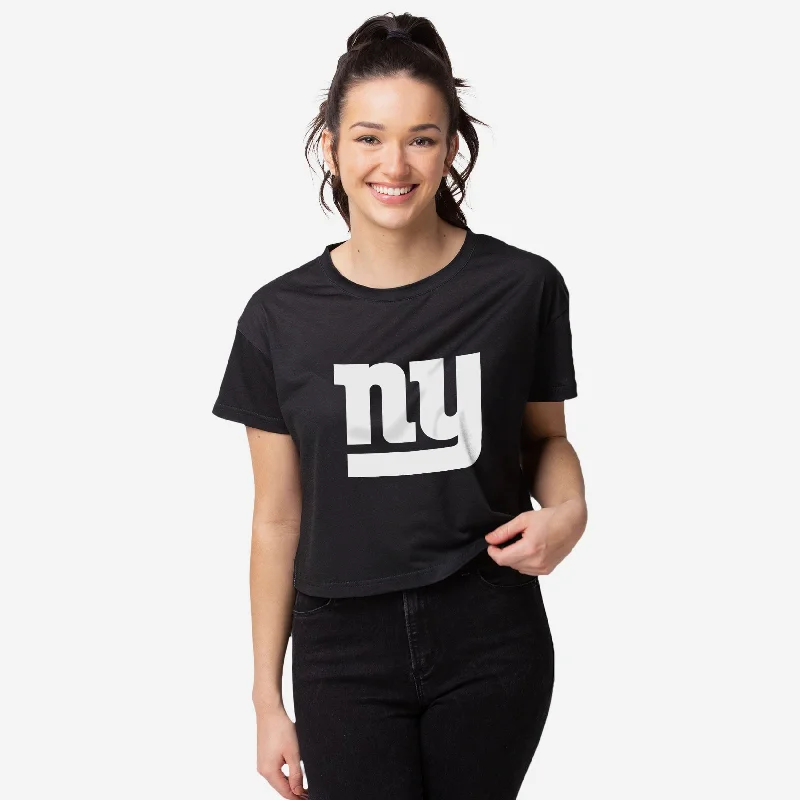 New York Giants Womens Black Big Logo Crop Top Artistic Women's Avant - 
