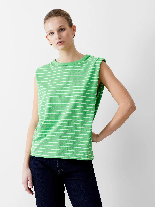 Padded Shoulder Stripe Tank Top Classic Women's Pin - striped