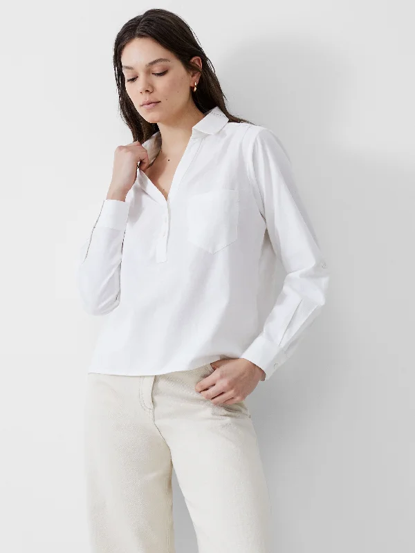 Linen Blend Vee Placket Top Disco