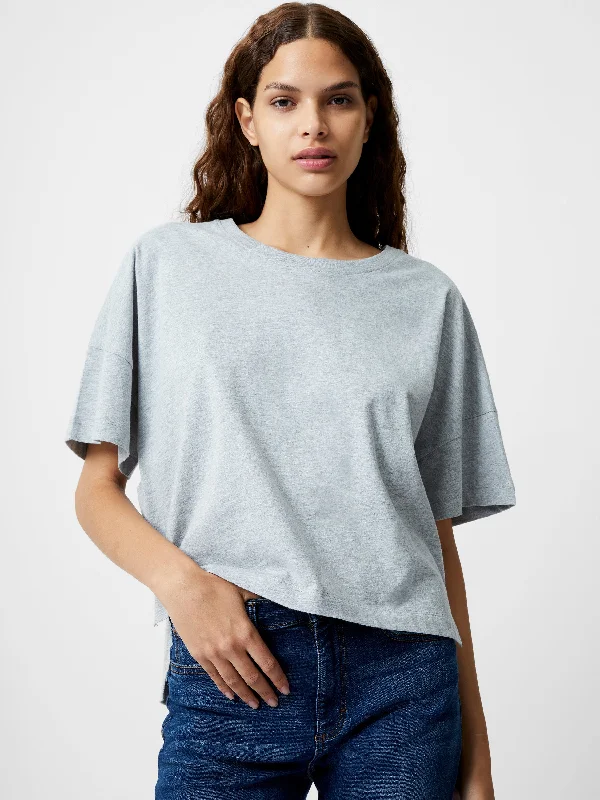 Brushed Stepped Hem T-Shirt Feminine Women's Style 