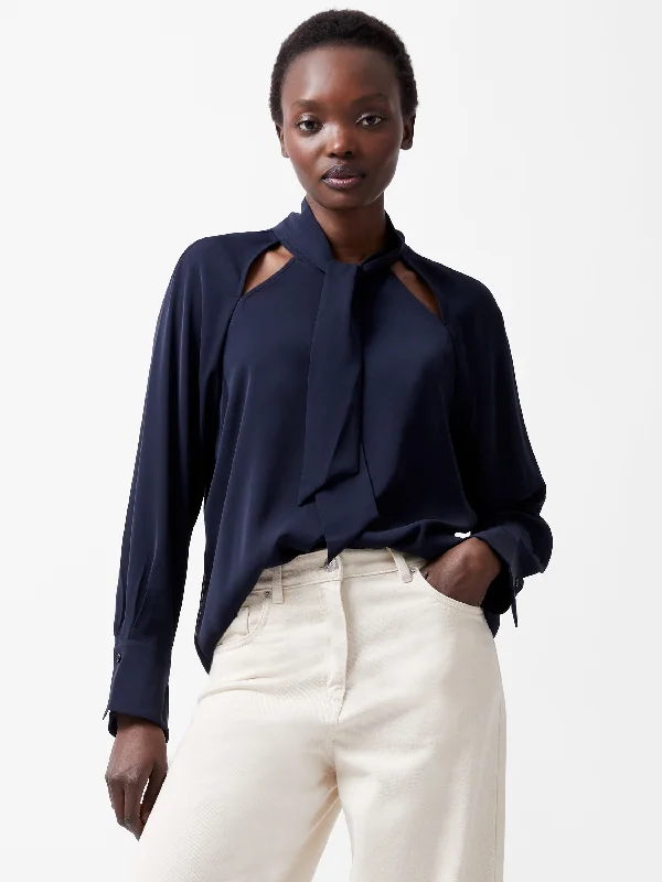 Carmen Recycled Crepe Tie Blouse Casual Women's Japanese 