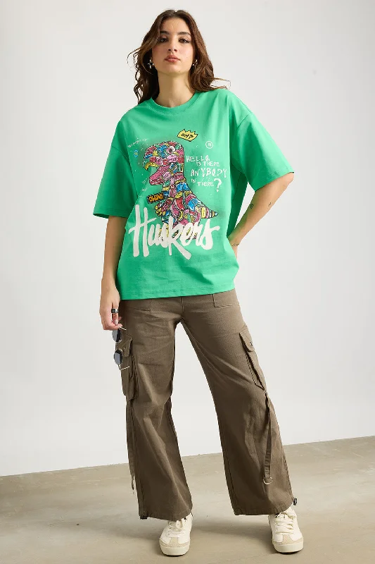 Green Graffiti T-Shirt Vintage Women's 1970S 
