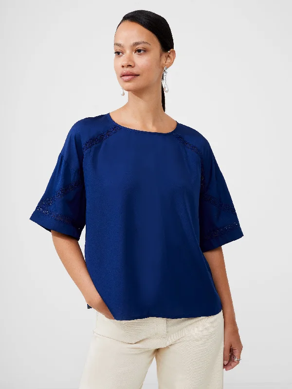 Crepe Recycled Light Embroidered Top Athletic Women's High - 