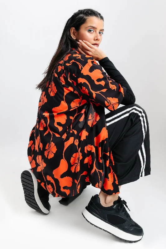 Black Printed Viscose Shirt Artistic Women's Avant - 